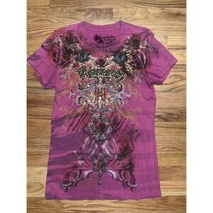 RARE Y2K Hierarchy Couture Tee Shirt Size L Screenprint Graphics Short Sleeves